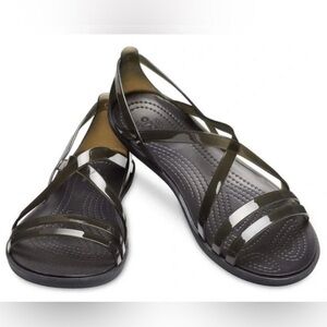 Crocs Isabella Sandals Women Size 4 Black Strappy Jelly Shoes 204915 RARE NEW